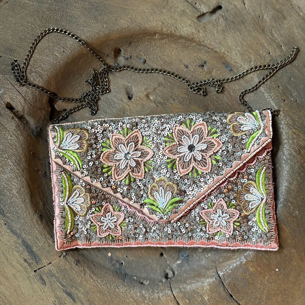 Clements Ribeiro beaded sequined pastel envelope clutch going out party wedding